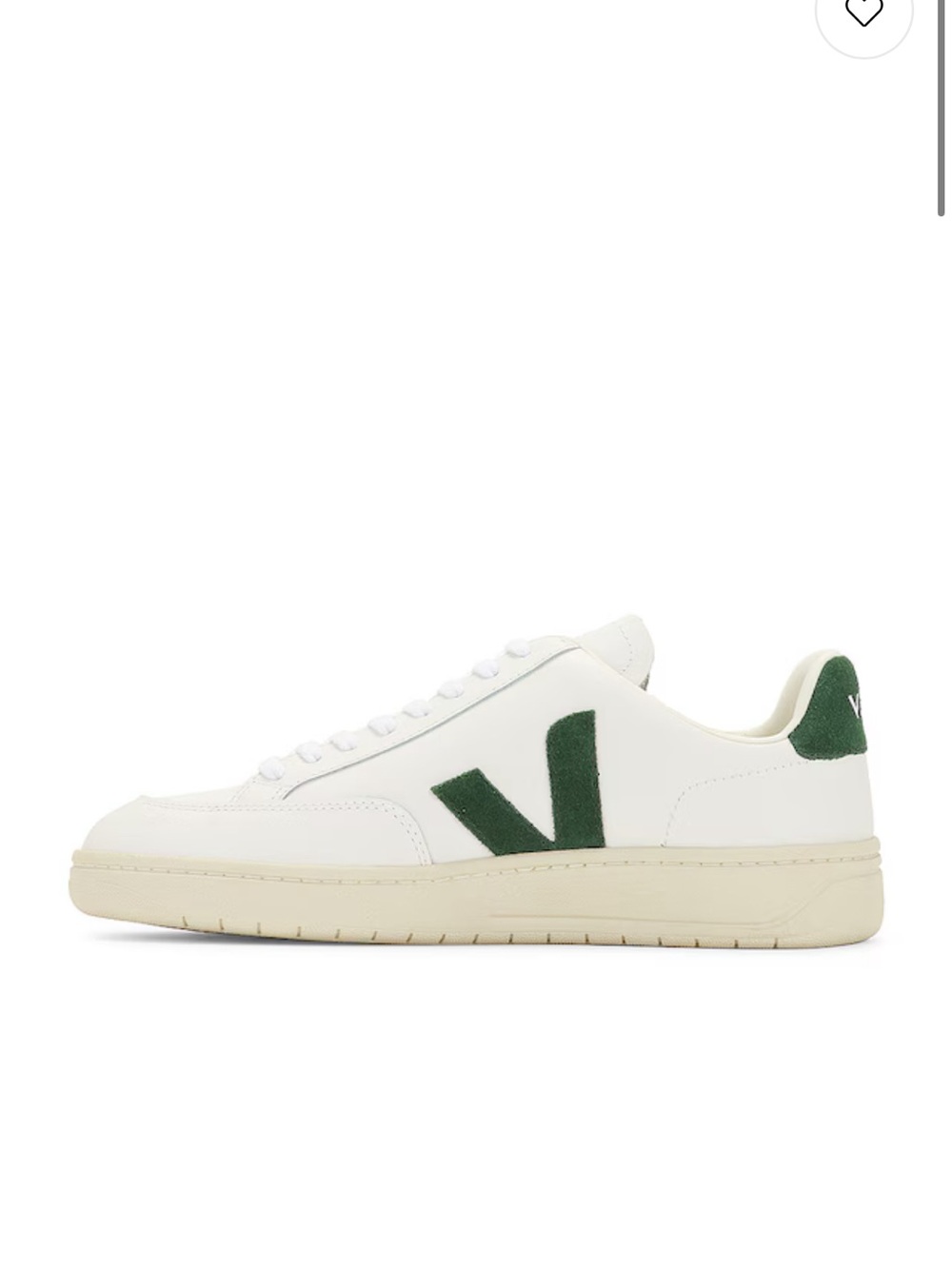 Veja White Leather Sneaker with Green Suede V